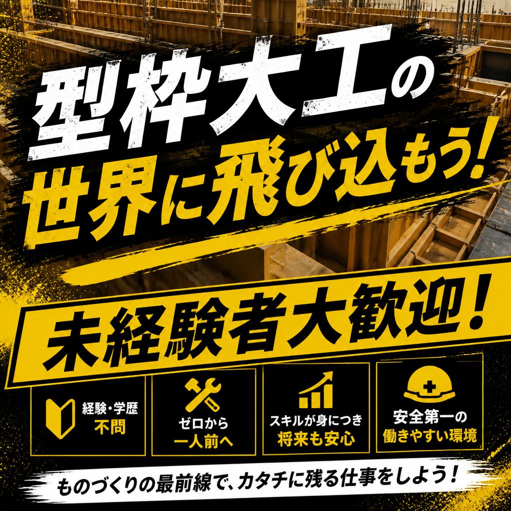 型枠大工の世界に飛び込もう！未経験者大歓迎！