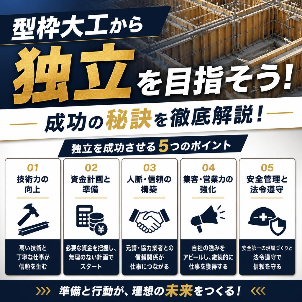 型枠大工から独立を目指そう！成功の秘訣を徹底解説！