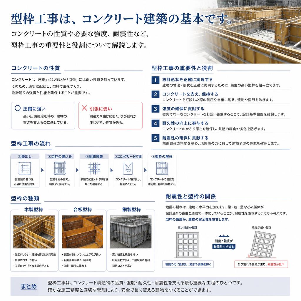 型枠工事とコンクリート建築の関係