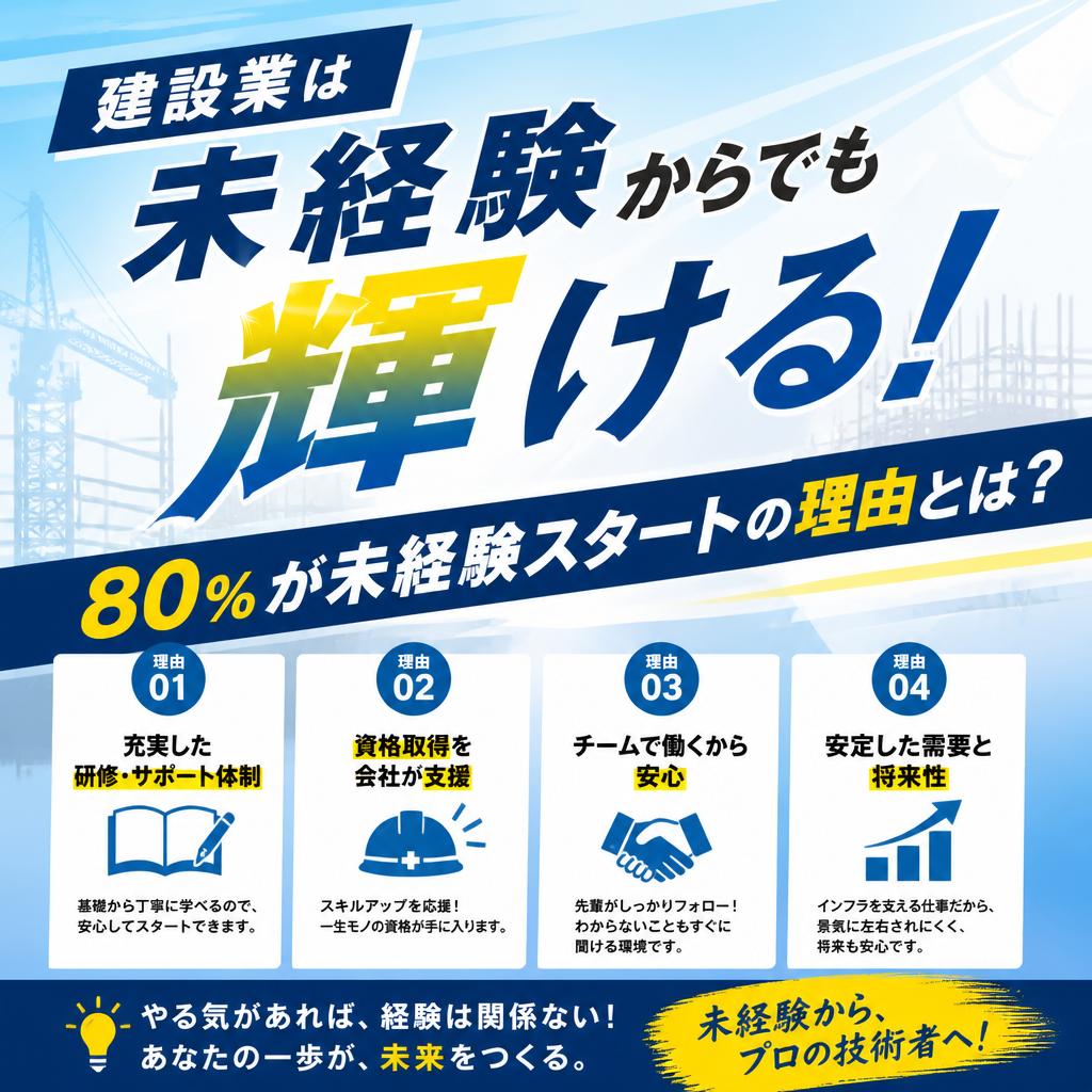 建設業は未経験からでも輝ける！80%が未経験スタートの理由とは？
