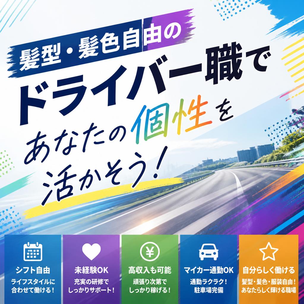 髪型・髪色自由のドライバー職であなたの個性を活かそう！
