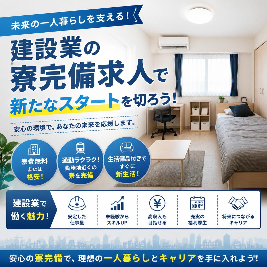 未来の一人暮らしを支える！建設業の寮完備求人で新たなスタートを切ろう！