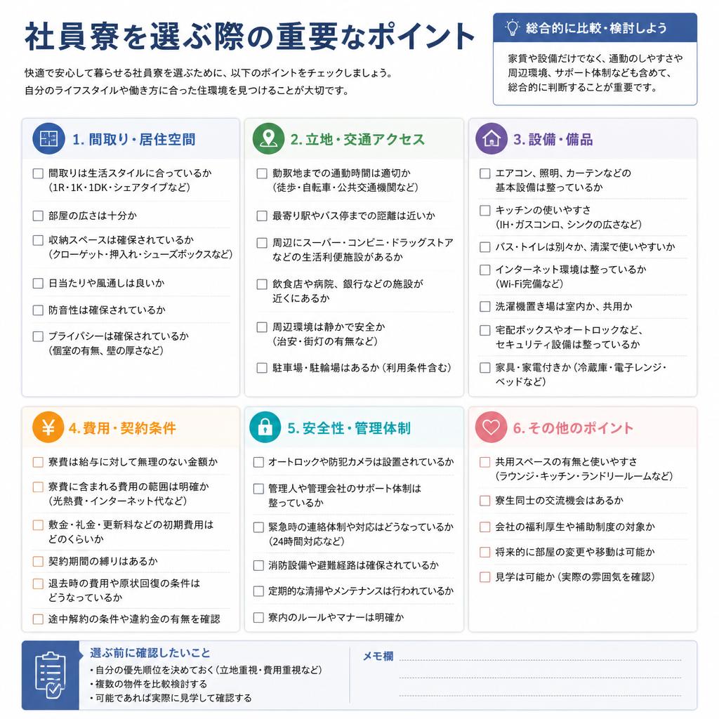 3. 社員寮選びのポイント