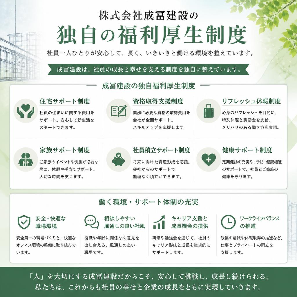 当社の福利厚生制度の特徴