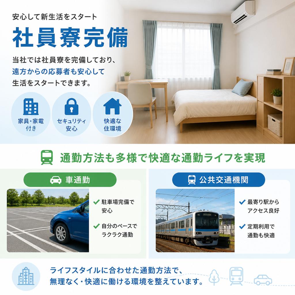 社員寮と通勤サポート
